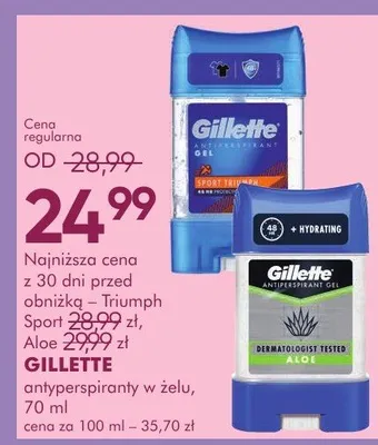 Antyperspiranty w żelu Triumph Sport 48h + Hydrating Aloe promocja w Super-Pharm