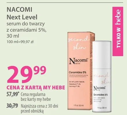 Serum do twarzy z ceramidami 5% Next Level promocja w Hebe
