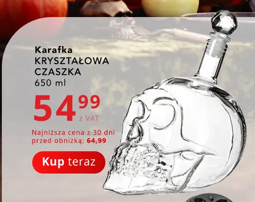 Karafka kryształowa czaszka 650 ml promocja w Poczta Polska