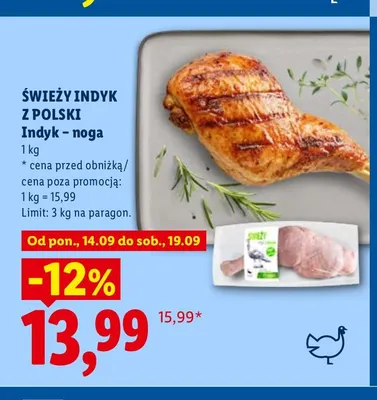 Indyk noga Świeży Indyk z Polski promocja w Lidl
