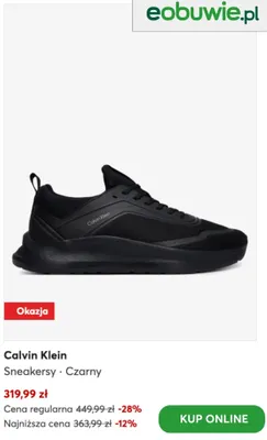 Sneakersy Calvin Klein czarne promocja w eobuwie.pl