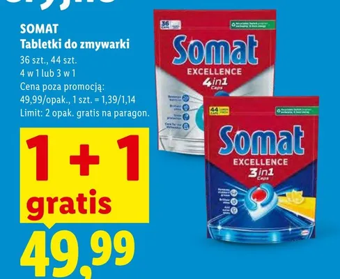 Tabletki do zmywarki Somat Excellence 3in1 promocja w Lidl