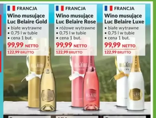 Wino musujące Luc Belaire Rose różowe wytrawne w tubie promocja w Makro
