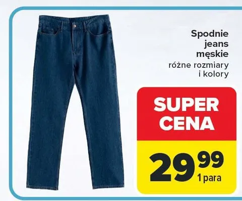 Spodnie jeans męskie różne rozmiary i kolory promocja w Carrefour