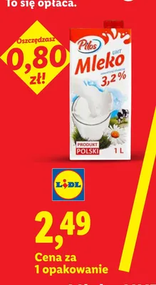 Mleko UHT 3,2% Pilos promocja w Lidl