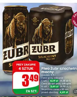 Piwo Żubr Szlachetny Mocny promocja w Dino