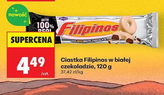Ciastka Filipinos w białej czekoladzie promocja w Biedronka