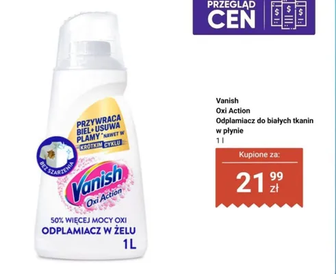 Odplamiacz do białych tkanin w płynie  promocja w Biedronka
