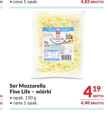 Ser Mozzarella Fine Life wiórki promocja w Makro