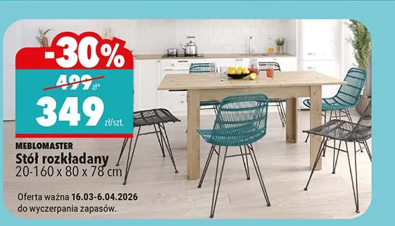 Stół rozkładany 90-160x80x78 cm promocja w Biedronka