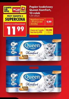 Papier toaletowy Komfort, 10 rolek promocja w Biedronka
