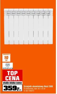Grzejnik aluminiowy Best 500 10 elementowy, wym. 80 x 50 cm promocja w OBI