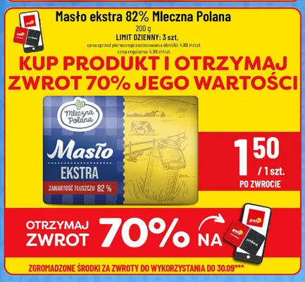 Masło ekstra Mleczna Polana 82% promocja w POLOmarket