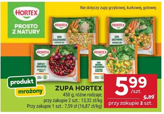 Zupa Hortex różne rodzaje, przy zakupie 2 szt. promocja w Stokrotka