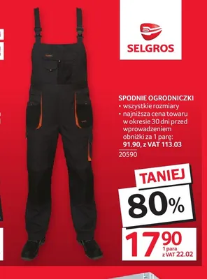 Spodnie ogrodniczki promocja w Selgros