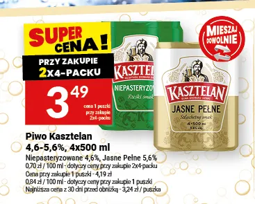 Piwo Kasztelan 5,6% 4-pak promocja w Twój Market