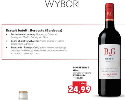Wino czerwone wytrawne B & G Reserve promocja w Kaufland