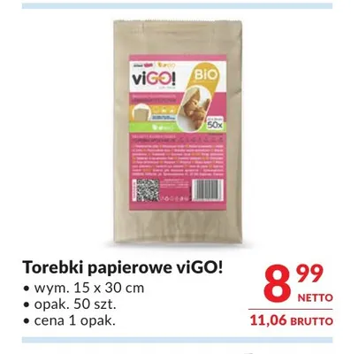Torebki papierowe viGO! 15x30 cm promocja w Makro