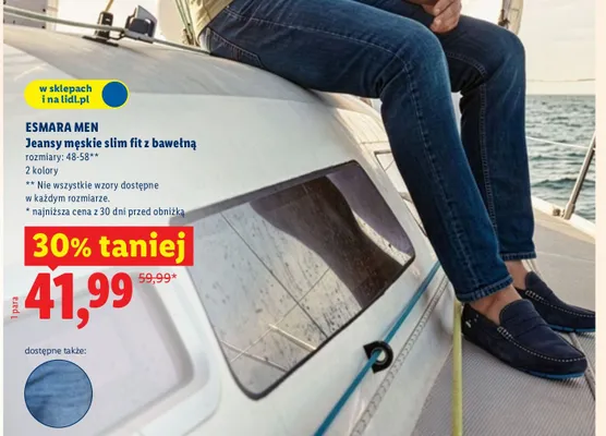 Jeansy męskie slim fit z bawełną promocja w Lidl