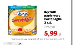 Ręcznik papierowy Cartapaglia 2-pak Foxy promocja w Torimpex Toruńska Sieć Sklepów Spożywczych
