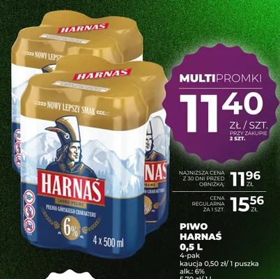Piwo Harnaś 4-pak promocja w Duży Ben