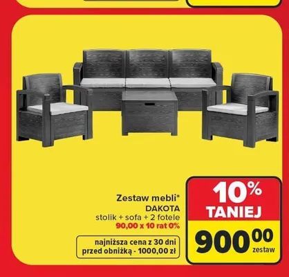 Zestaw mebli Dakota stolik + sofa + 2 fotele promocja w Carrefour