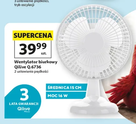 Wentylator biurkowy Qilive Q.6736 promocja w Auchan