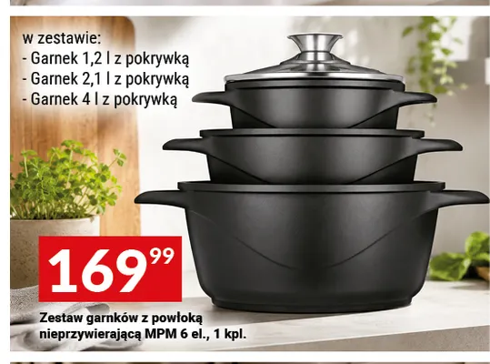 Zestaw garnków z powłoką nieprzywierającą Mpm 6 el. promocja w Twój Market