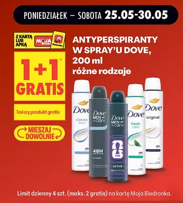 Antyperspirant w spray'u Dove promocja w Biedronka