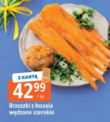 Brzuszki z łososia wędzone szerokie promocja w Leclerc
