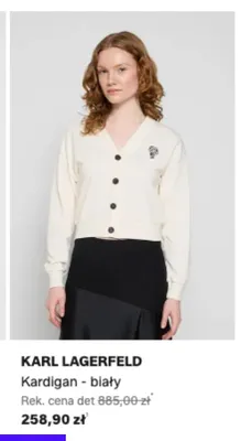 Kardigan Karl Lagerfeld biały promocja w Lounge by Zalando