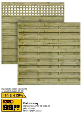 Płot sosnowy impregnowany promocja w OBI
