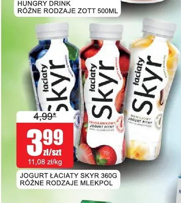 Jogurt pitny Łaciaty Skyr naturalny Mlekpol promocja w Bingo