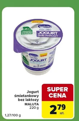 Jogurt śmietankowy bez laktozy Maluta promocja w Carrefour Express