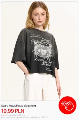 Szara koszulka ze sloganem Cropp promocja w Cropp