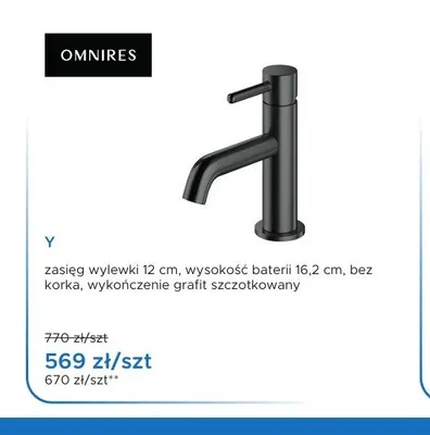 Bateria umywalkowa stojąca Omnires Y grafit szczotkowany promocja w Blu Salony Łazienek