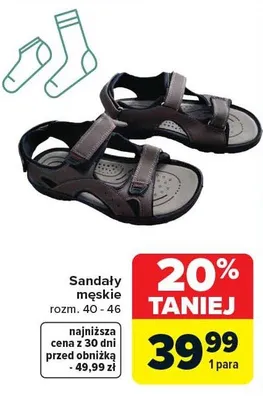 Sandały męskie rozm. 40-46 promocja w Carrefour