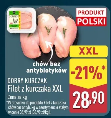 Filet z kurczaka XXL Dobry Kurczak chów bez antybiotyków promocja w Aldi