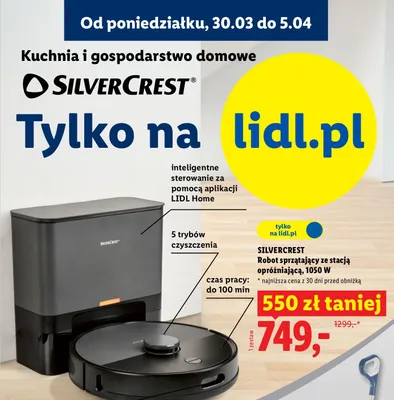 Robot sprzątający ze stacją opróżniającą, 1050 W promocja w Lidl