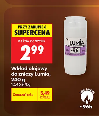 Wkład olejowy do zniczy Lumia promocja w Biedronka