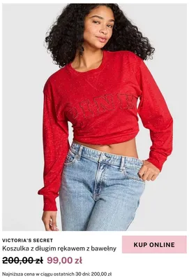 Koszulka z długim rękawem z bawełny Victoria's Secret promocja w Victoria's Secret