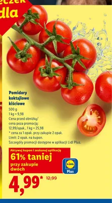 Pomidory koktajlowe kiściowe Ryneczek Lidla promocja w Lidl
