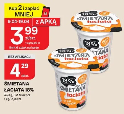 Śmietana łaciata 18% promocja w Chorten