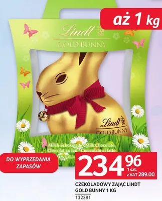 Czekoladowy zajączek Lindt Gold Bunny 1kg promocja w Selgros