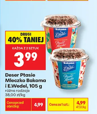 Deser Ptasie Mleczko Bakoma promocja w Biedronka
