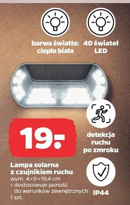 Lampa solarna z czujnikiem ruchu promocja w Netto