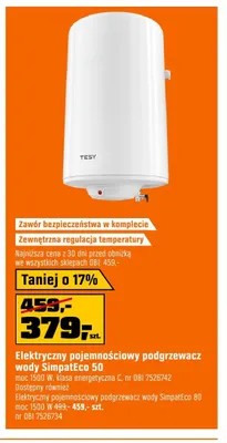 Elektryczny pojemnościowy podgrzewacz wody SimpatEco 50 TESY promocja w OBI