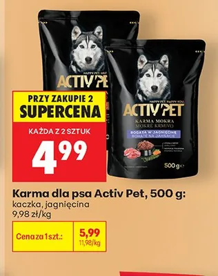 Karma dla psa Activ Pet z jagnięciną promocja w Biedronka