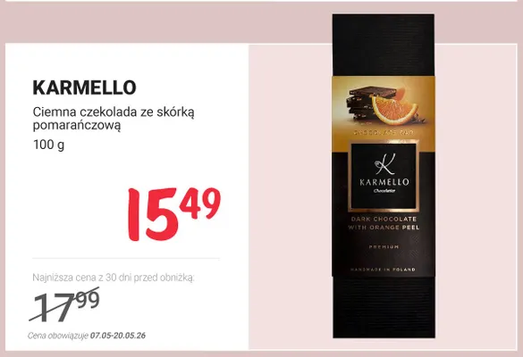Ciemna czekolada ze skórką pomarańczową Karmello promocja w Rossmann