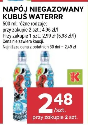 Napój niegazowany Kubuś Waterrr promocja w Stokrotka